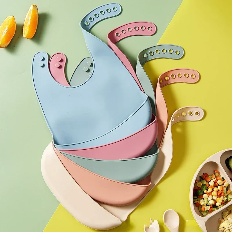 Waterproof Baby Bibs Silicone - 1 stuks effen siliconen baby-slabbetjes, gemakkelijk