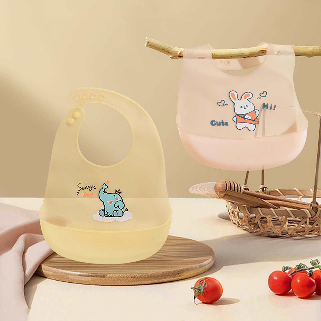 Waterproof Baby Bibs Silicone - 0-1 jaar Baby Siliconen Slabbetje Zomer