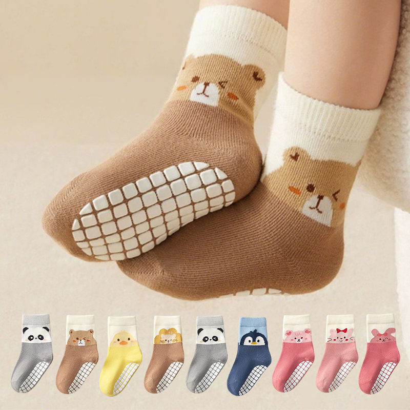 Unisex Baby Socks Non Slip - 3 paar baby schattige dieren patroon