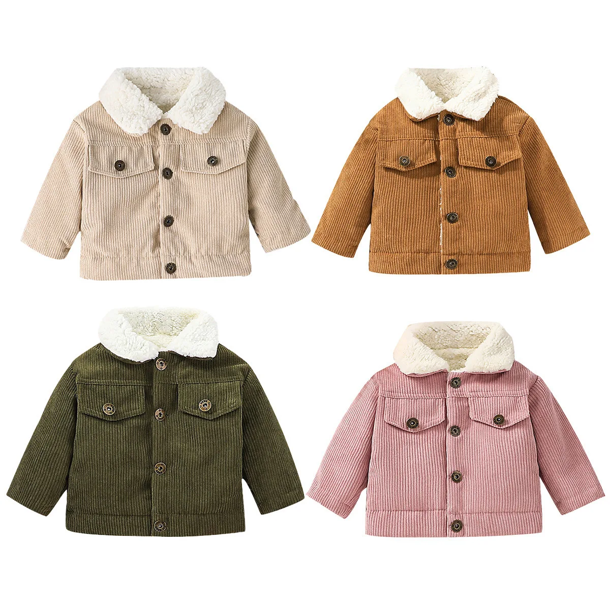 Toddler Boy Winter Fleece Jacket - Baby Corduroy Fleece gevoerde jas Peuter