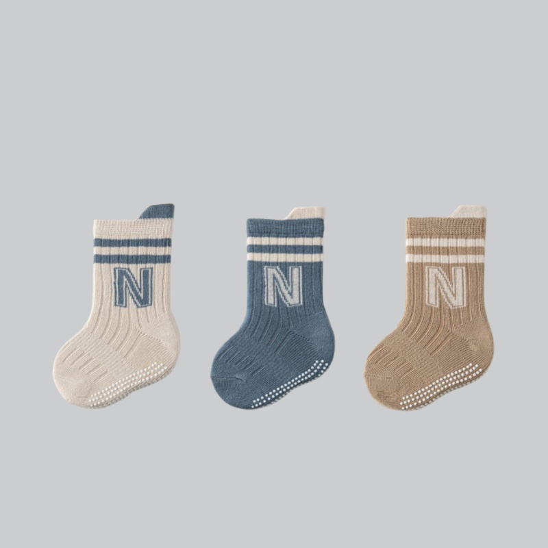 Unisex Baby Socks Non Slip - 3 paren/partij kinderen katoenen brief sokken
